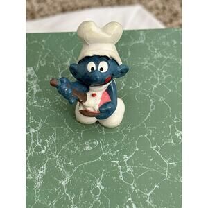 Vintage 1978 Smurf Cook Chef with Spoon & Bowl Schleich Peyo W Berrie Hong Kong